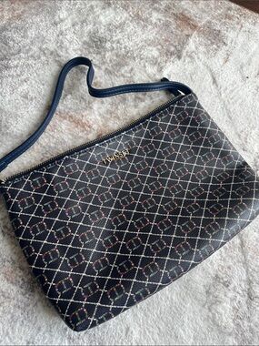 Twin-Set Navy Patterned Crossbody Bag with Multicolor Motif